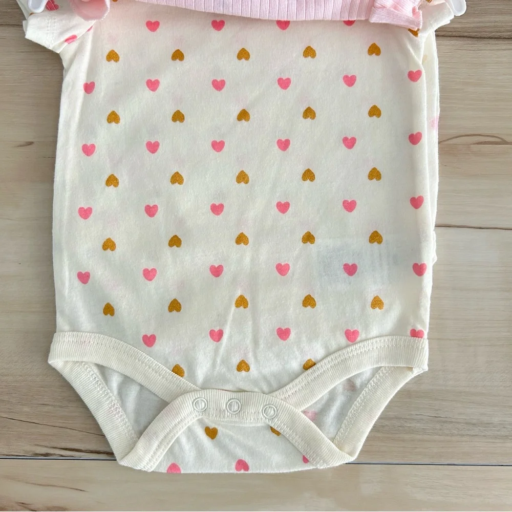 Baby Girl Bodysuit Onesies 3 Pack Ballerina Bunny Easter Hearts Size 6M